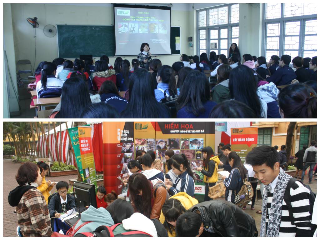 Tham gia triển lãm bảo vệ ĐVHD cùng 600 sinh viên đại học Hà Nội và Khoa học Xã hội và Nhân Văn